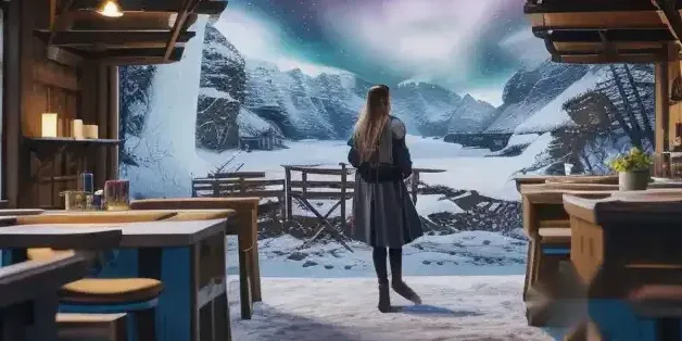 Zorza polarna nad osadą